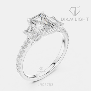 Bague de fiançailles en diamant de laboratoire certifié IGI 1,75 carat, or blanc 14 carats, taille émeraude, clarté VS+, couleur F+, pour mariage ou anniversaire - Product Image 2