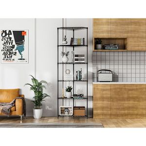 Scaffale Angolare in Metallo a 6 Ripiani, Resistente, Autoportante, Regolabile, Pentagonale, per Stoccaggio ed Esposizione, Unità di Scaffalatura Cromata - Product Image 1