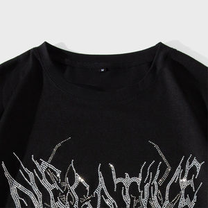 Camiseta Nueva 2026 con Estampado de Diamantes de Imitación Personalizada para Hombre, Camiseta Casual con Cuello Redondo, Unisex, Estilo Hip Hop, Negra, 100% Algodón, Corte Recortado - Product Image 3