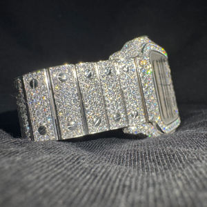 Reloj de Hombre de Lujo con Correa de Acero Inoxidable, Cristal y Cuarzo, Estilo Hip Hop, Resistente al Agua, Totalmente Decorado con Piedras, Venta al Por Mayor en EE. UU. y Reino Unido - Product Image 1