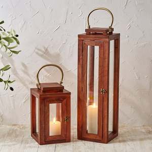 Portavelas de Madera Ecológico Hecho a Mano, con Paneles de Vidrio, Decorativo, para Colgar o Usar en Mesa, para Decoración del Hogar, Navidad - Product Image 2
