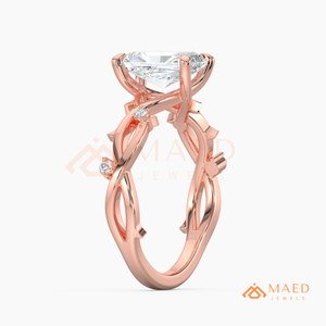 แหวนมอสซาไนต์ทรงเรเดียนท์คัทสีโรสโกลด์ แหวนเพชรหมั้นสำหรับเจ้าสาว เครื่องประดับสำหรับผู้หญิง - Product Image 6
