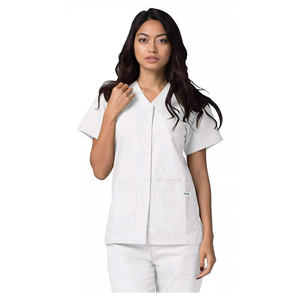 Ensembles de blouses médicales unisexes à col en V, manches courtes, couleur unie, mélange polyester-coton, tissu respirant, coupe décontractée, poches, usage hospitalier - Product Image 5