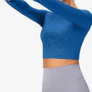 เสื้อผ้าออกกำลังกายผ้าเนื้อนุ่มสบายสำหรับผู้หญิง เสื้อครอปออกกำลังกายรัดรูป ราคาประหยัด เสื้อผู้หญิง - Product Image 3