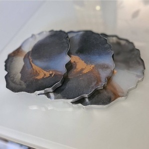 Square resin <b>coaster</b> <b>set</b> with glossy finish protecting furniture surfaces daily use stylish living room decor - Product Image 2