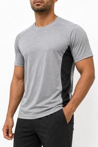 Camiseta de Manga Raglán para Hombre, Color Gris y Negro, Cuello Redondo, Corte Regular, Secado Rápido, Transpirable, Tejido de Punto Jersey, Informal, 180g - Product Image 2