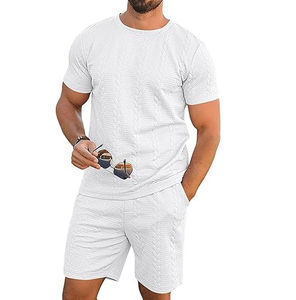 Tenues décontractées pour hommes en grande taille personnalisées pour l'été, vente flash, ensemble deux pièces respirant avec short pour hommes - Product Image 1