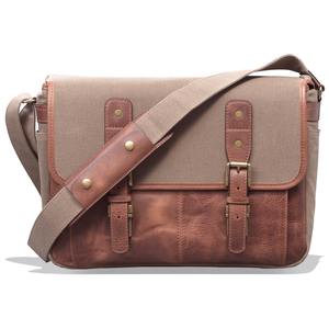 Sac à bandoulière en cuir et toile de qualité supérieure pour appareil photo reflex numérique (DSLR/SLR) – Étui de voyage étanche et antichoc avec fermeture éclair, personnalisable - Product Image 1