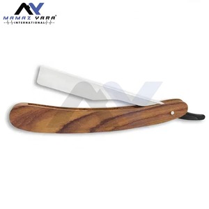 Single Blade Straight Edge Slide Style Barber Razor with Wooden Handle Stainless Steel Blade <b>Hair</b> Removal Shavette for Men Face - Product Image 1