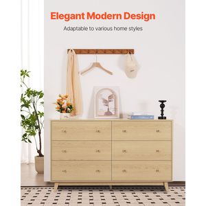Cómoda de Roble con 6 Cajones y Dispositivo Antivuelco, Almacenamiento Moderno y Minimalista para Uso en Exteriores - Product Image 2