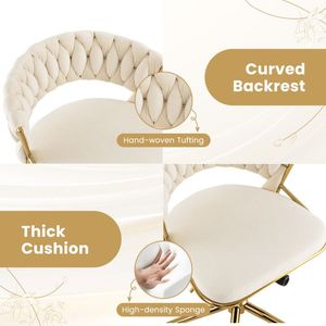 Sedia da Ufficio Girevole a 360 Gradi con Altezza Regolabile, Rivestita con Schienale Intrecciato a Mano per Uso Ufficio - Product Image 6