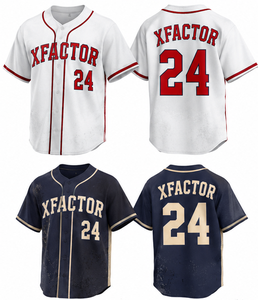 Maillot de baseball XFACTOR 24 pour homme, manches courtes, rayé, polyester respirant, coupe classique, toutes saisons, impression du nom de l'équipe - Product Image 4