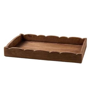 Plateau en bois de manguier festonné pour servir la décoration intérieure et la cuisine Plateau en bois avec bords incurvés - Product Image 1