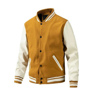 Custom Streetwear College Style Leather Varsity Jacket Button Front OEM Service Windproof Eco-Friendly Breathable Unisex Winter - Product Image 1