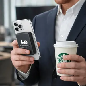 Batterie externe sans fil 15W à charge rapide pour MagSafe, 10K mAh, avec logo lumineux, entrée Type-C, en plastique, batterie Li-Polymère - Product Image 2