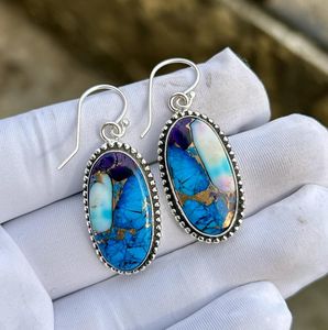 Pendientes Colgantes de Turquesa Azul, Plata de Ley 925, Minimalistas, Hechos a Mano, con Piedras Preciosas, Regalo - Product Image 1