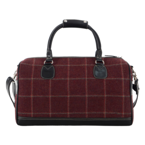 Luxury Plaid Wool Leather Travel Duffel <b>Bag</b> Large Capacity Weekend <b>Overnight</b> <b>Bag</b> Custom Business Carry-On Luggage <b>Bag</b> OEM ODM - Product Image 2