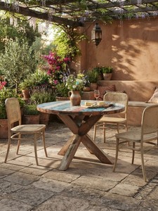 Handcrafted Solid Teak <b>Wood</b> Round <b>Dining</b> <b>Table</b> Cross <b>Leg</b> Multicolor Rustic Antique 2 Seater Home Furniture Wholesale Reclaimed - Product Image 4