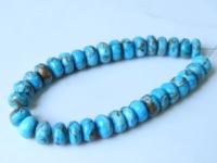 Perles ovales lisses en turquoise cuivrée bleue de 8 mm, certifiées pour la fabrication de bijoux, 9 pouces, trou de 0,50 mm, PME GemsBeads