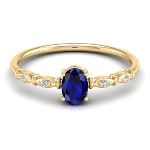 Anillo de Plata de Ley 925 con Zafiro Azul Ovalado de 0.5 Quilates, Certificado GRA, Joyería Fina con Moissanita Certificada GRA - Product Image 5