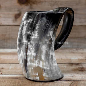 Tasse en corne faite à la main indienne Meilleure vente Tasse à bière en corne véritable incurvée Design fait à la main Tasse en corne de boeuf/buffle - Product Image 6