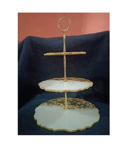 Support à gâteau élégant et écologique en résine, 2 pièces, personnalisé, pour anniversaire, réception de mariage, service de desserts, boulangerie, restaurant - Product Image 3