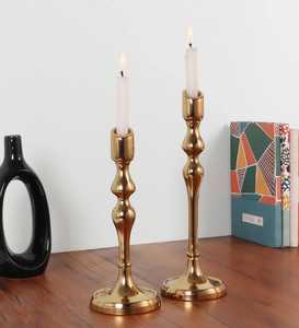Juego de Portavelas Monarca Portátiles de Aluminio Dorado Hechos a Mano, Ecológicos, para Uso Religioso, Decoración Moderna para el Hogar, Duraderos - Product Image 1