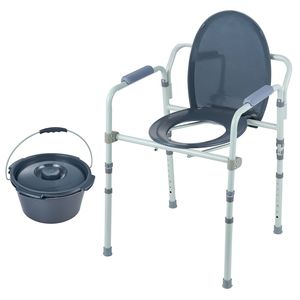 Sedia Comoda Regolabile in Acciaio con Sedile WC Più Largo e Secchio Rimovibile da 5,8L - Product Image 1