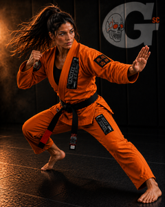 Women's <b>Orange</b> BJJ Kimono Regular Fit 100% Cotton Durable Jiu Jitsu Gi withcustom embroidery and Logo Patches - Product Image 2
