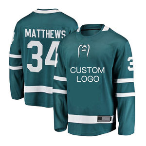 Maillot de hockey sur glace à manches longues, imprimé, respirant, à séchage rapide, antibactérien, en polyester, coupe ajustée, col en V, vente en gros personnalisée - Product Image 3