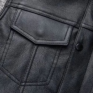 Gilet de moto unisexe en cuir véritable, sans manches, respirant, imperméable, avec fermeture éclair, pour l'automne, style urbain - Product Image 3