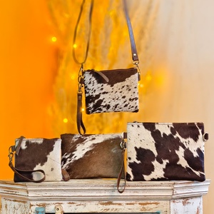 Nouveauté 2026 – Sacs bandoulière en cuir véritable 100 % avec fourrure de vache, style western, mini sacs à main élégants - Product Image 1