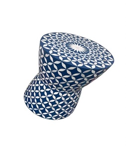 Tabouret industriel de luxe éco-responsable fait main avec incrustations de nacre et os, couleur personnalisable pour salon F S International - Product Image 4