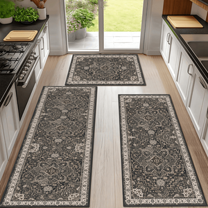 3-Piece Kitchen Runner <b>Rug</b> Set Washable <b>Boho</b> Style Non-Slip Area <b>Rugs</b> for Entryway Hallway or Laundry Room - Product Image 2