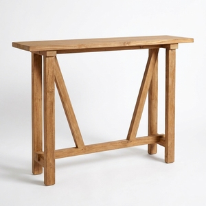 Teak Wood Console <b>Table</b> Natural Solid Wooden Sideboard Narrow Entryway Accent Desk Traditional Living Room Furniture Box <b>Brown</b> - Product Image 1