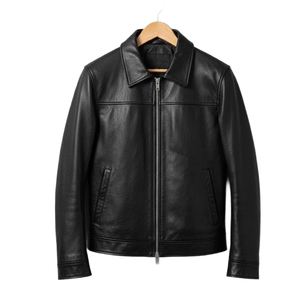 Veste en cuir noire pour homme, style décontracté, fermeture éclair, durable, confortable, vêtement d'extérieur - Product Image 1
