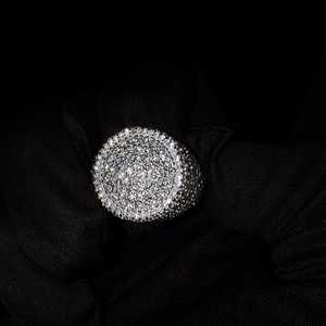 <b>Iced</b> Out Round Cut VVS Moissanite Diamond Sparkling 925 Sterling Silver Rhodium Plated <b>Ring</b> For Unisex Everyday WEar - Product Image 2