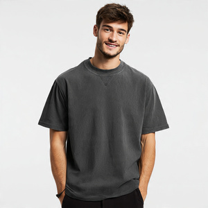 T-shirt délavé à épaules tombantes pour homme, 100% coton, style vintage - Product Image 2