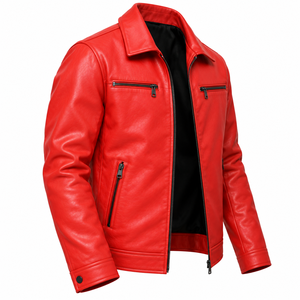 Chaqueta de Cuero Sintético para Hombre con Cierre de Cremallera, Estilo Motociclista Clásico Informal, Proveedor Mayorista - Product Image 6