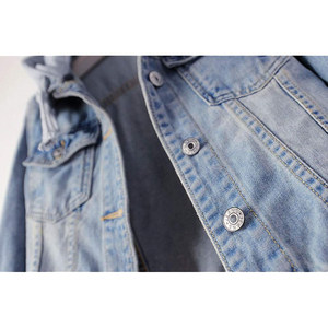 Veste en jean délavé style rétro pour homme, streetwear décontracté, à capuche, courte, haute qualité - Product Image 4