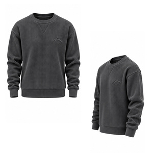 Sweat-shirt unisexe à manches longues en tricot gaufré, fournisseur de vêtements personnalisés - Product Image 5