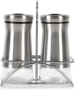 Stainless Steel Salt and Pepper Shakers Set with Holder Durable Herb Spice <b>Container</b> Metal Shakers for Kitchen Use - Product Image 6