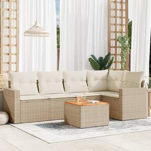 Conjunto de Sofás de Patio con Patas Ajustables Grandes en Ratán Sintético PE Beige, Conjuntos de Jardín - Product Image 1