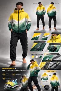 Chaqueta Impermeable para Hombre con Capucha y Bolsillos Grandes, Diseño de Media Cremallera, Estilo Techwear, con Efecto de Cambio de Color - Product Image 5