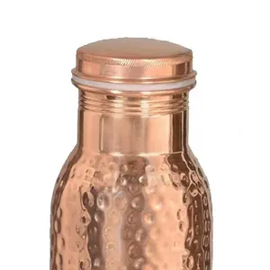 Bouteille d'eau en cuivre pur à 100 % de qualité supérieure, anti-fuite, avec finition martelée antique, écologique, pour le bureau et la maison - Product Image 3