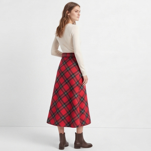 Women's High Waist <b>Wool</b> Plaid Long Skirt Ankle Length With Belt Winter <b>Wool</b> Flannel Long Skirts Ladies - Product Image 4
