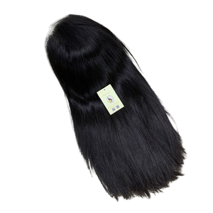 Perruques en cheveux humains vietnamiens naturels lisses noirs personnalisées en gros, perruque en dentelle suisse 5x5 HD lisse - Product Image 1