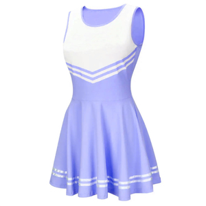 Uniforme de cheerleading OEM pour femmes, design personnalisé, polyester, séchage rapide, costume d'équipe, haut sans manches, jupe, strass, sports scolaires - Product Image 2