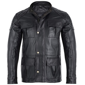 High Street Custom 100% Genuine Leather Winter Stand Collar Zipper <b>Jacket</b> for <b>Men</b> with Pockets Plain Dyed OEM Service - Product Image 4