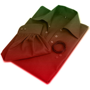 Camisa Ghillie escocesa de alta calidad para hombre, con degradado verde y rojo, con cordones, estilo medieval pirata, tipo kilt. - Product Image 3